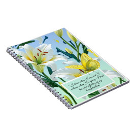 Bärbar bärbar vit Lily Gult Butterfly-inspiration Anteckningsbok