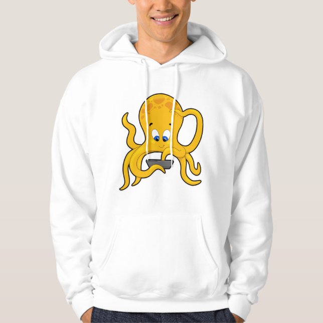 Bärbar bläckfisk med bärbar dator hoodie (Framsida)