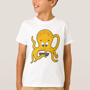 Bärbar bläckfisk med bärbar dator t shirt