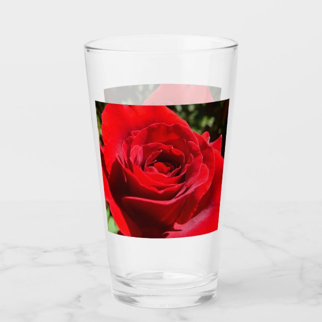 Bärbar Blommigt i Röd ros Glaskopp (Framsida)
