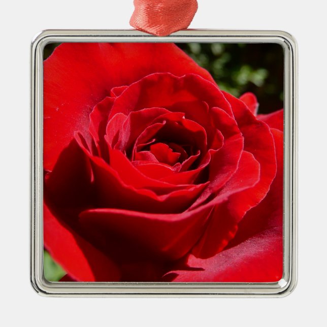 Bärbar Blommigt i Röd ros Julgransprydnad Metall (Framsidan)