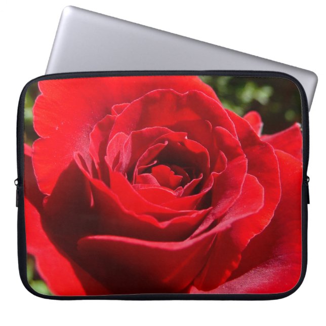 Bärbar Blommigt i Röd ros Laptop Sleeve (Framsidan)