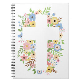 Bärbar blommigt Kor White Spiral Anteckningsbok