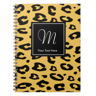 Bärbar bok för leopard Utskrift av monogram Anteckningsbok