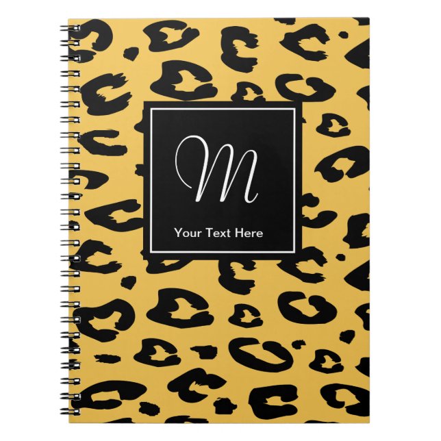 Bärbar bok för leopard | Utskrift av monogram Anteckningsbok (Framsidan)