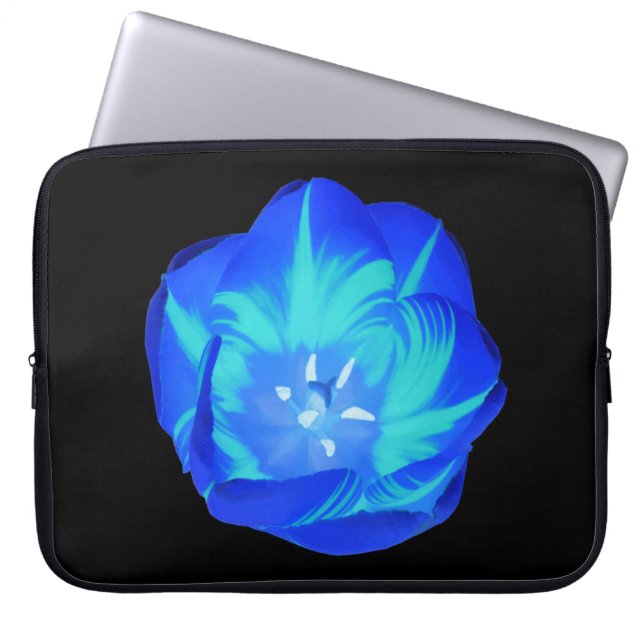Bärbar Bright Blue Tulip-dator Laptop Sleeve (Framsidan)