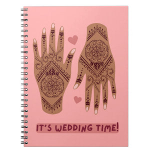 Bärbar bröllop-dator med henna mehndi händer desig anteckningsbok