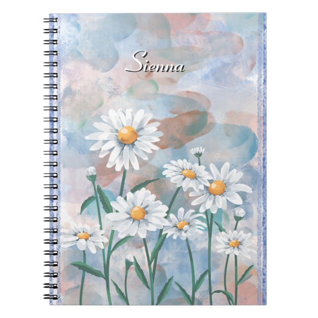 Bärbar daisy - Blommigtens vattenfärgsdesign Anteckningsbok (Framsidan)