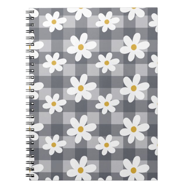 Bärbar daisy Days - Black Gingham Anteckningsbok (Framsidan)