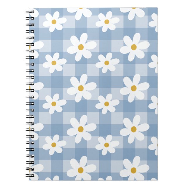 Bärbar daisy Days - Blue Gingham Anteckningsbok (Framsidan)