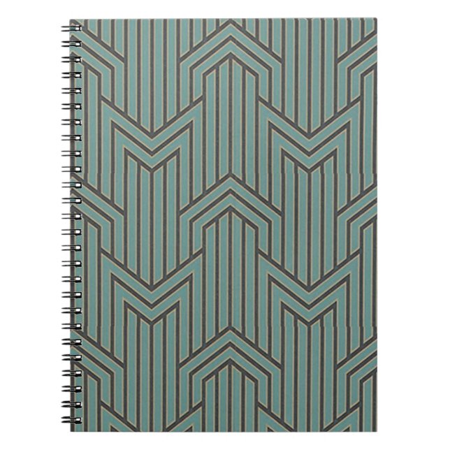 Bärbar dator - Art Deco Black & Grönt Anteckningsbok (Framsidan)
