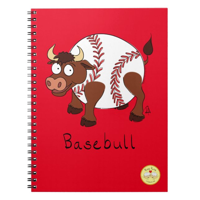Bärbar dator för Basebull Funny Baseball Bull Anteckningsbok (Framsidan)