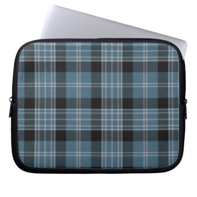 Bärbar dator för blått- och svartTartanplädet Laptop Sleeve (Framsidan)
