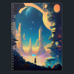 Bärbar dator i Science fiction Futuristiska City Anteckningsbok<br><div class="desc">Fantasy Art products by The Lunarium.</div>