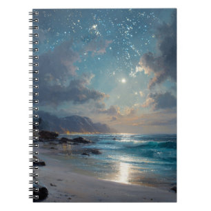 Bärbar dator i Starry Ocean Night Beach Anteckningsbok