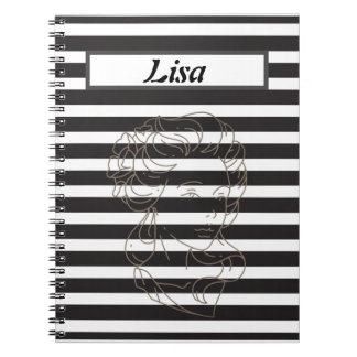 Bärbar dator i svart och vitt rand anteckningsbok