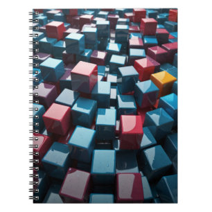 Bärbar dator med 3D-geometriska kuber Anteckningsbok