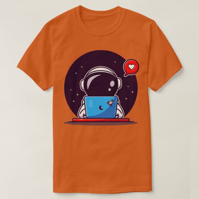 Bärbar dator med Cute Astronaut-funktion T Shirt (Design framsida)