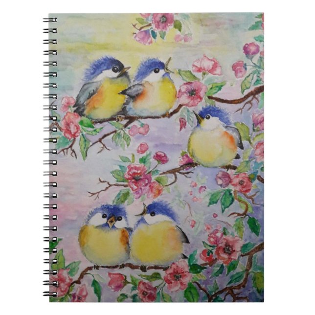 Bärbar dator med Cute Sparrows - måla Anteckningsbok (Framsidan)