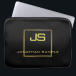 Bärbar dator med den svarta mallen Kreativ Monogra Laptop Fodral<br><div class="desc">Kreativ Guld Monogram Black Template Laptop sleeve.</div>