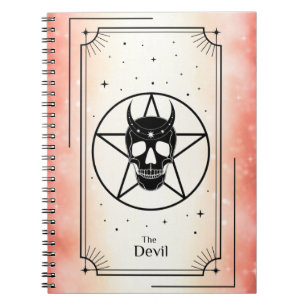 Bärbar dator med Djävulen Tarot Card Anteckningsbok