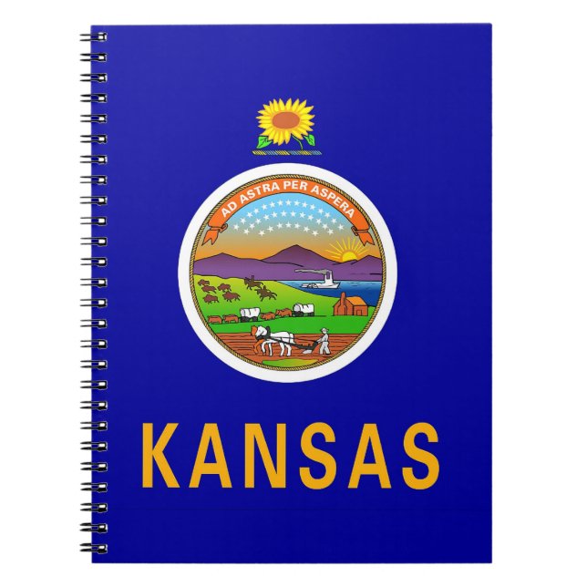 Bärbar dator med Flagga av Kansas-tillstånd Anteckningsbok Med Spiral (Framsidan)