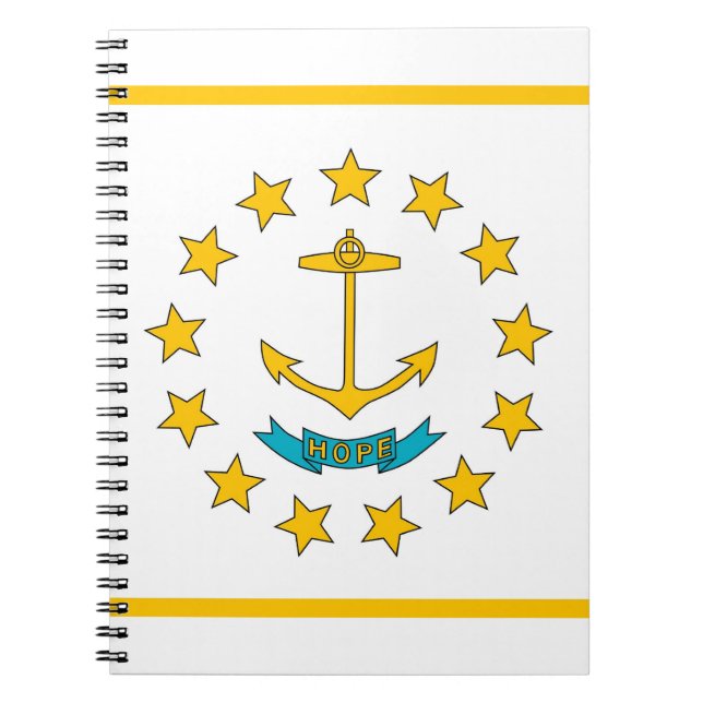 Bärbar dator med Flagga i Rhode island Anteckningsbok Med Spiral (Framsidan)