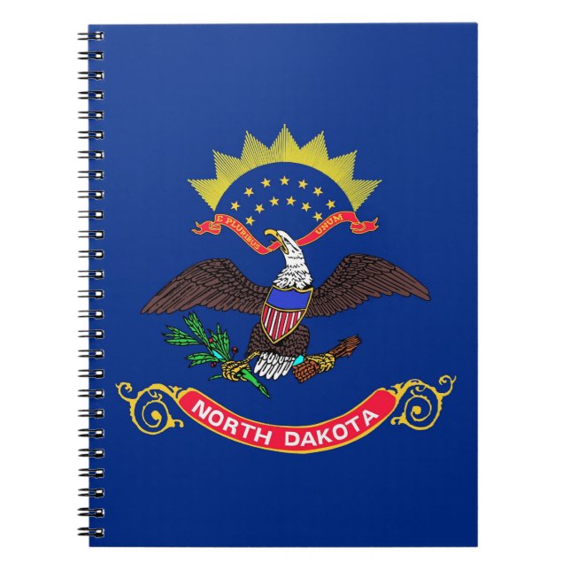 Bärbar dator med Flagga North Dakota State Anteckningsbok Med Spiral (Framsidan)