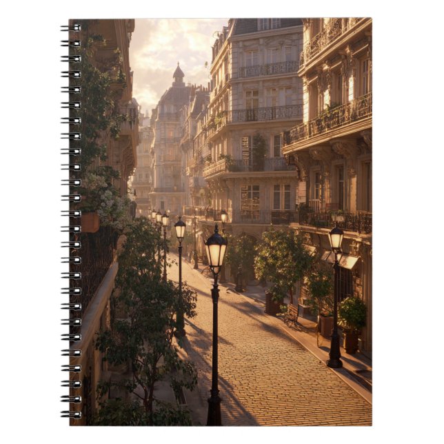 Bärbar dator med gyllene timmar Paris Quiet Street Anteckningsbok (Framsidan)