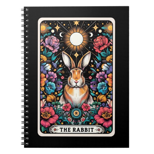 Bärbar dator med kaninsprit-Tarot Card Anteckningsbok (Framsidan)