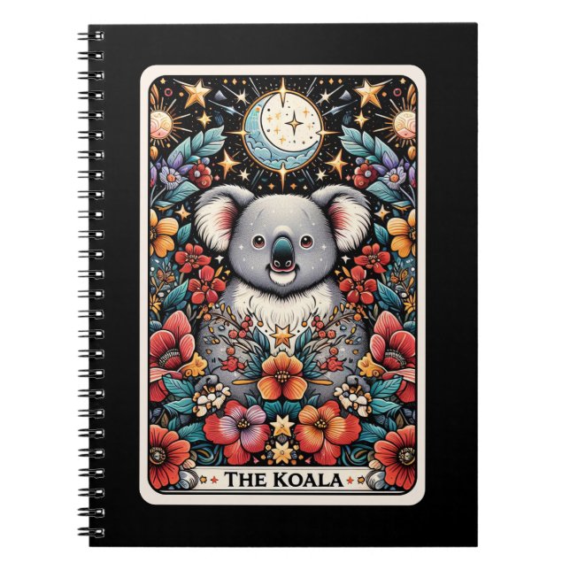 Bärbar dator med Koala Spirit Tarot Card Anteckningsbok (Framsidan)