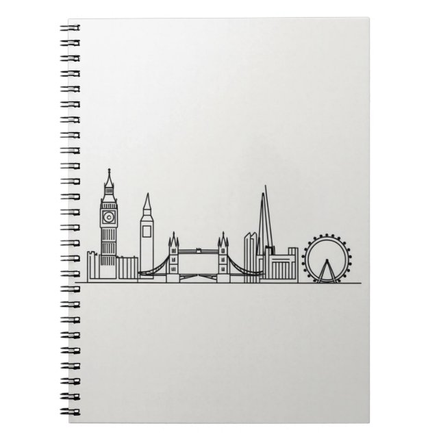 Bärbar dator med London Skyline - Minimalistisk de Anteckningsbok (Framsidan)