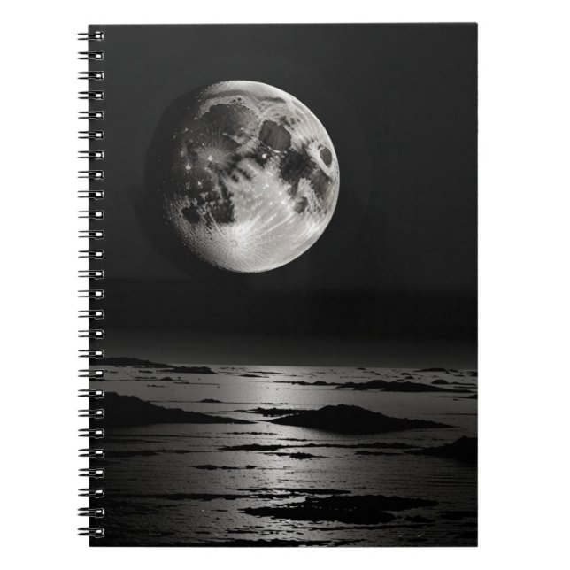 Bärbar dator med Lunar Reflection Design - B & W Anteckningsbok (Framsidan)