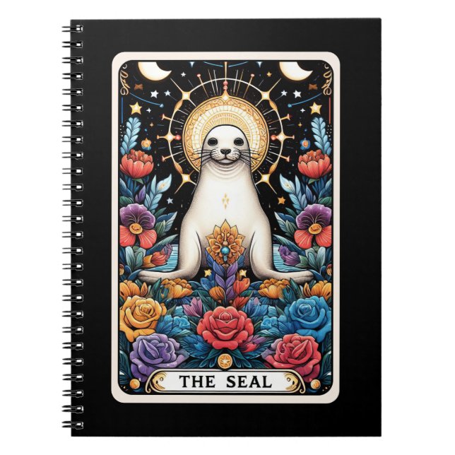 Bärbar dator med sälsprit-Tarot Card Anteckningsbok (Framsidan)