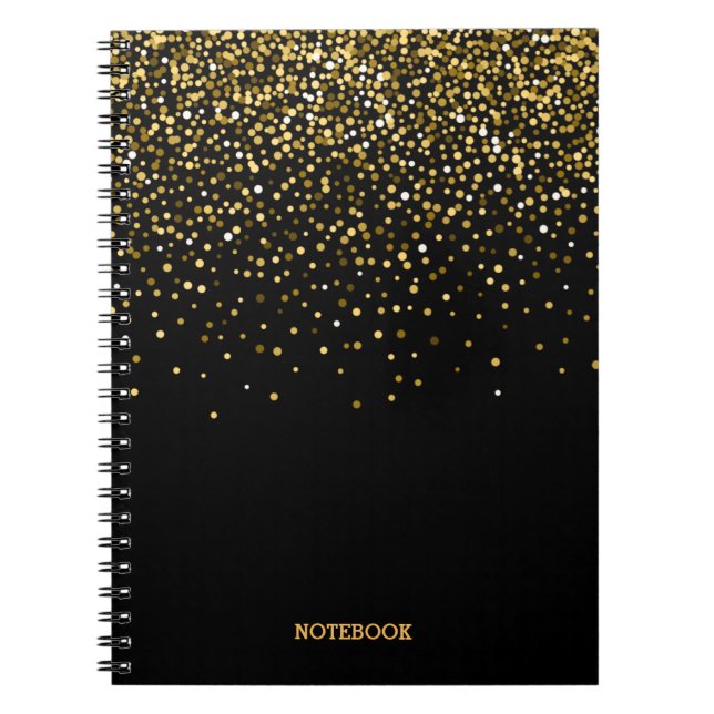 Bärbar dator med svart och Guld Faux Glitter-damm Anteckningsbok (Framsidan)