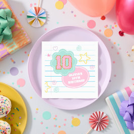 Bärbar dator med varsima pastellplåster 10:e födel pappersservett