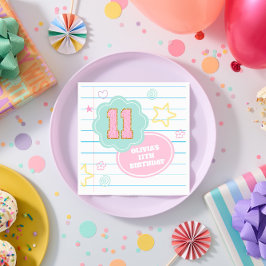 Bärbar dator med varsima pastellplåster 11:e födel pappersservett