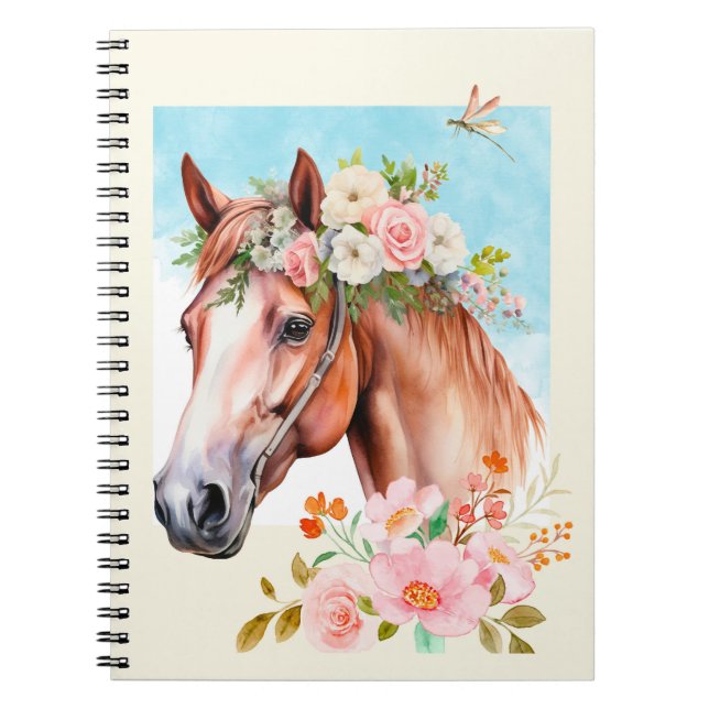 Bärbar dator med vattentorg och blommor Journal Anteckningsbok (Framsidan)