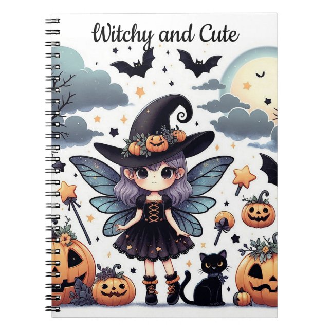 Bärbar dator med Witchy och Cute Spiral Anteckningsbok (Framsidan)