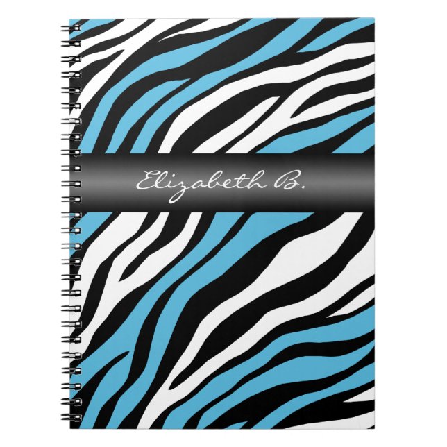 Bärbar dator med Zebra tryck Blue Mix Personlig Anteckningsbok (Framsidan)