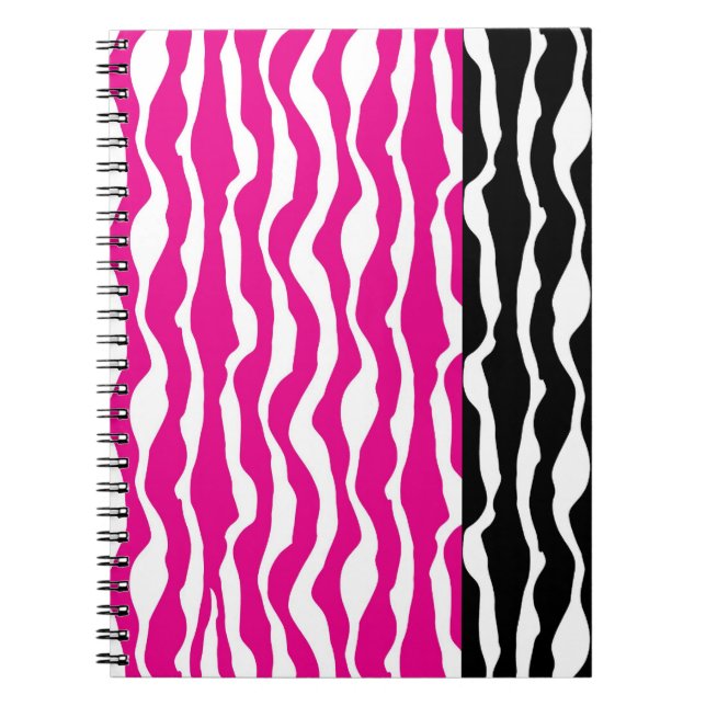 Bärbar dator shock rosa och Black Zebra tryck Spir Anteckningsbok Med Spiral (Framsidan)
