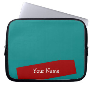 Bärbar datordatorsleeve, turkos och tegelsten laptop sleeve