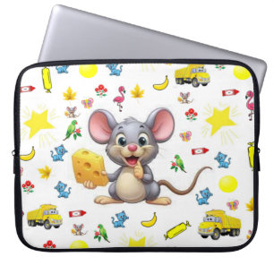Bärbar datorsleeve Mus Gul Ost Stjärna Lastbil Kat Laptop Fodral