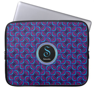 Bärbar elblått Rosa Mönster monogram bärbar dator Laptop Sleeve
