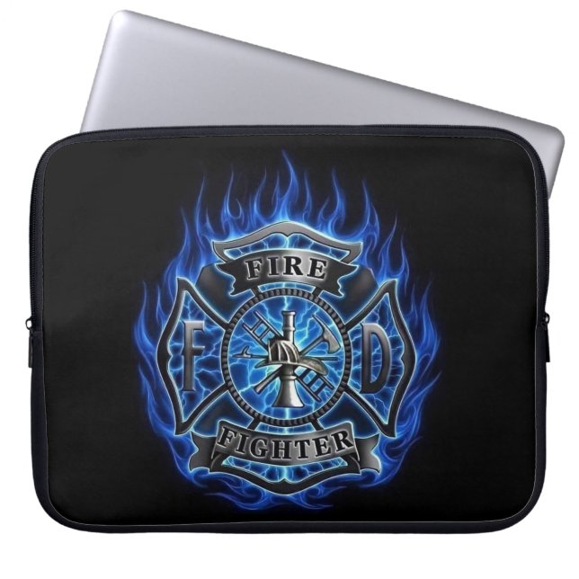 Bärbar Firefighter Emblem Bag med blå lamm Laptop Fodral (Framsidan)