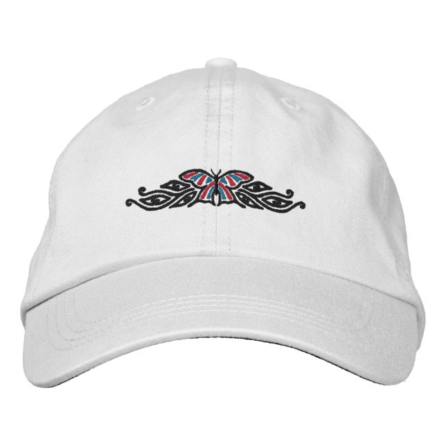 Bärbar fjäril-design broderad keps (Framsida)