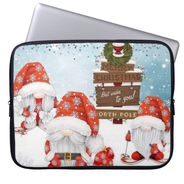 Bärbar God jul-påse för Santa Gnomes Laptop Fodral (Framsidan)