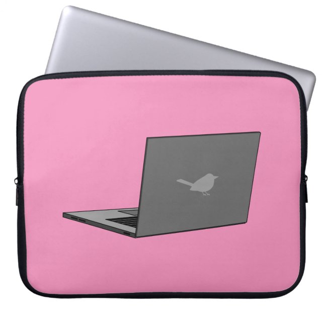 Bärbar grått-dator med Tecknad för fågelLogotyp Laptop Fodral (Framsidan)