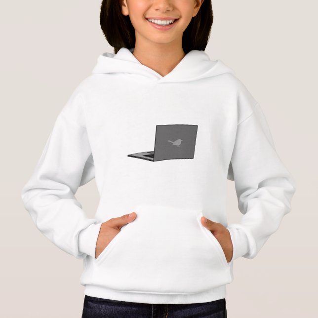 Bärbar grått-dator med Tecknad för fågelLogotyp T Shirt (Framsida)