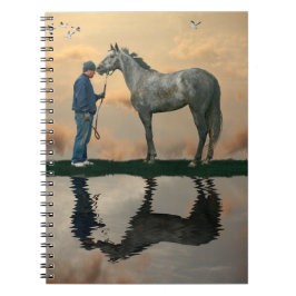 Bärbar grått-häst och groom OTTB Spiral Anteckningsbok